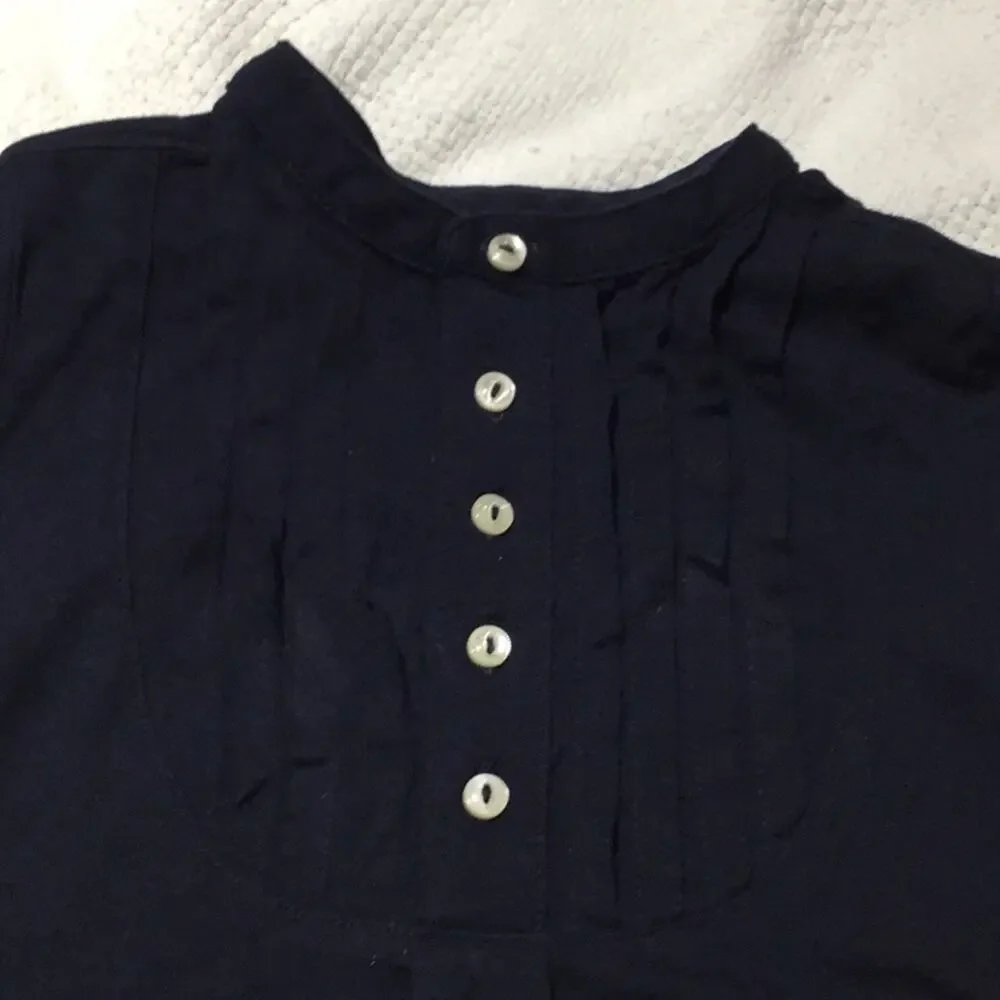 Ralph Lauren navy knit 1/2 button down blouse 2T